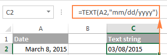 Using Excel TEXT function to convert a date to a text string