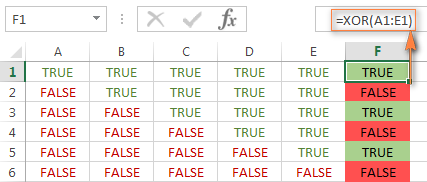 Excel XOR formula with multiple logical statements