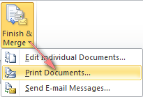 Click Print Documents to finish the merge and print the letters.