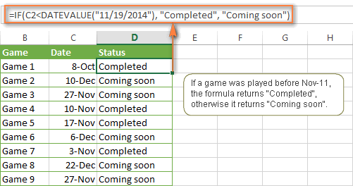 A nested IF formula for dates