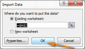 Choose the destination and click OK to finish importing your CSV file to Excel.