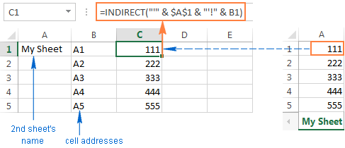 INDIRECT formula to dynamically refer to another worksheet