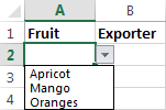 The primary drop-down list in Excel