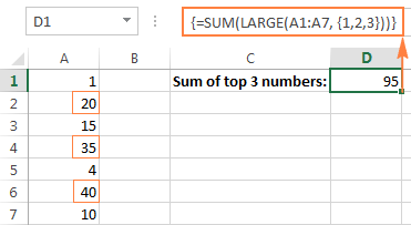 Excel array formula to sum N largest / smallest numbers in the range