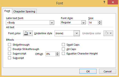 Choose the Font option to format the title text