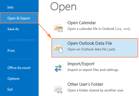 Click Open Outlook Data File to display the Archive folder in Outlook.