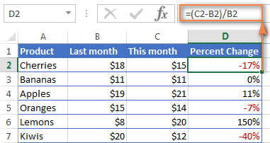 Calculating a percentage change compared to January