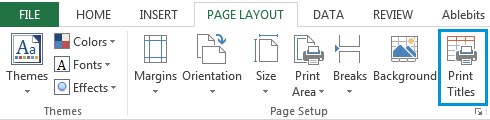 Click on the Print Titles icon under the Page Layout tab in Excel
