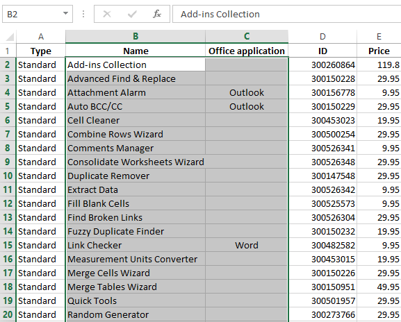 Select the range in which you need to fill empty cells