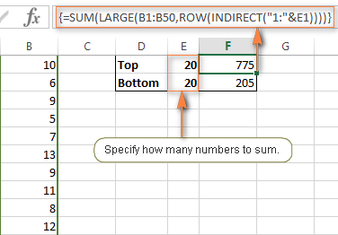 Sum a variable number of largest / smallest values by referencing a cell