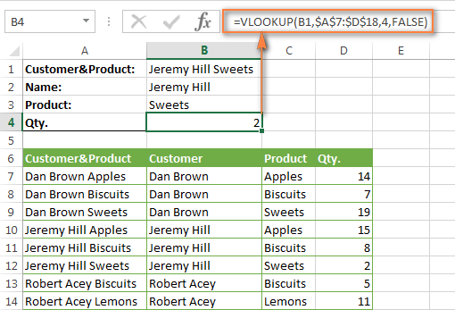 VLOOKUP formula to search by 2 criteria in the same worksheet
