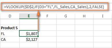 A VLOOKUP formula with a nested IF function to find matching data in 2 different worksheets